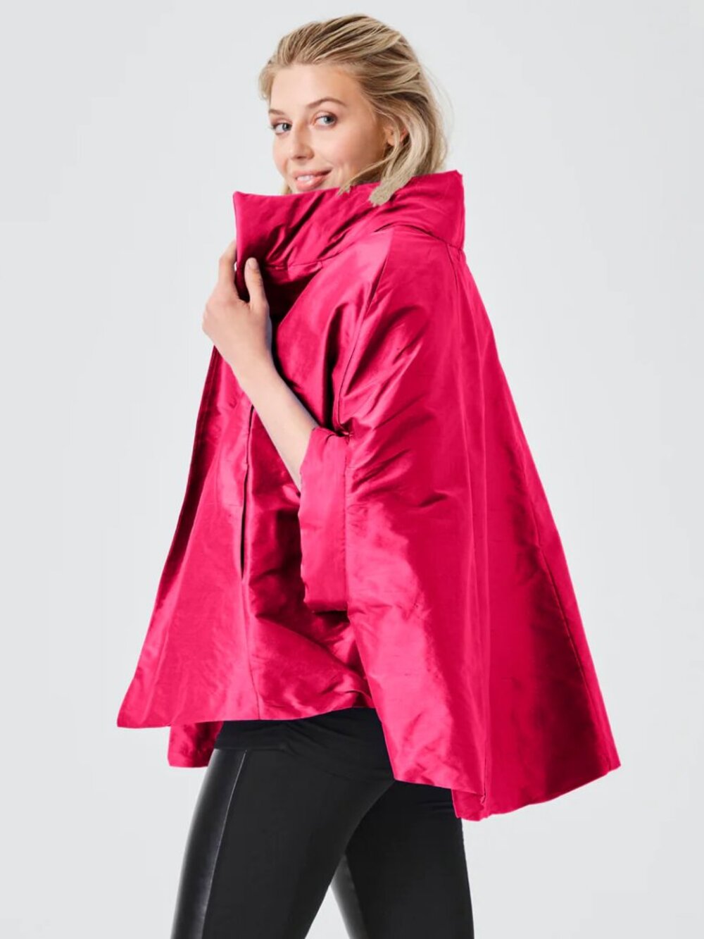 Planet hot pink Dupioni Chic Cape, one size fits most